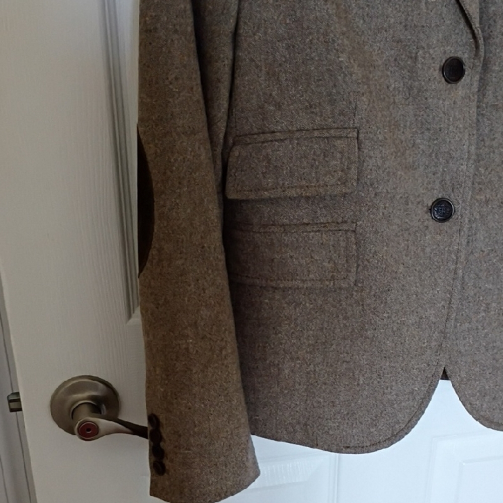 J. Crew Classic Brown Wool Blazer w/Suede Elbow Patches - Picture 2 of 9